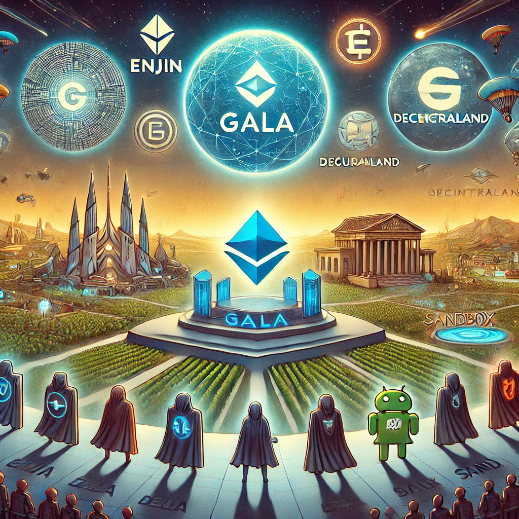 GALA kriptovaluta konkurencia Enjin, Decentraland,  Sandbox 