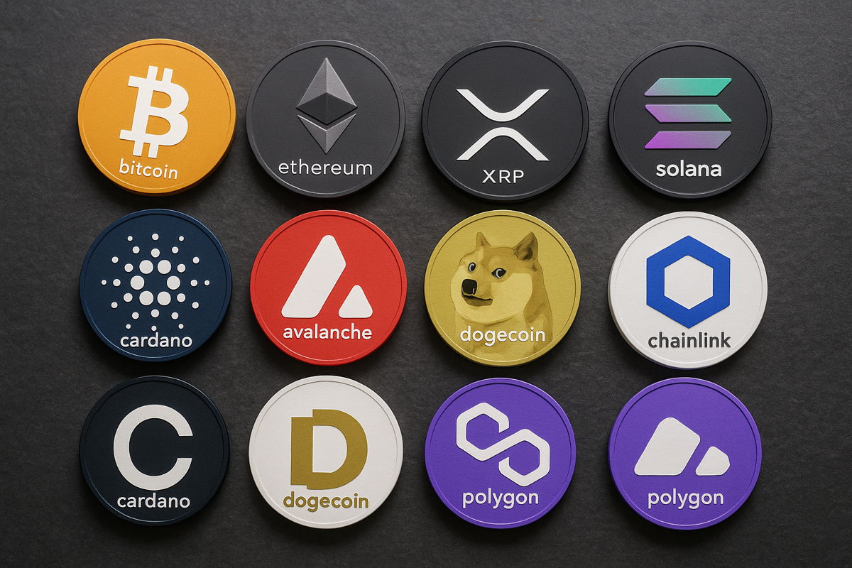 Bitcoin (BTC), Ethereum (ETH), Solana (SOL), Ripple (XRP), Cardano (ADA), Polkadot (DOT), Avalanche (AVAX), Chainlink (LINK), The Graph (GRT), Monero (XMR).