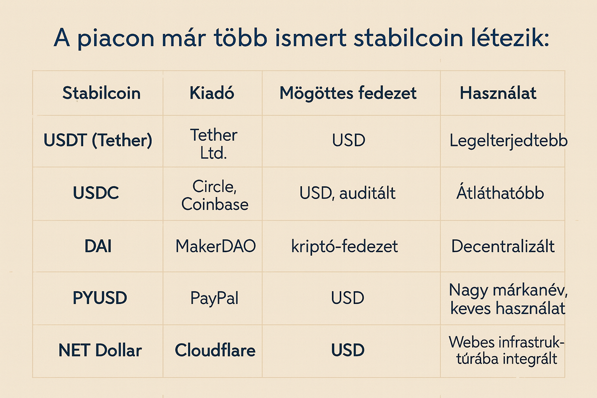 Stabilcoinok összehasonlítása