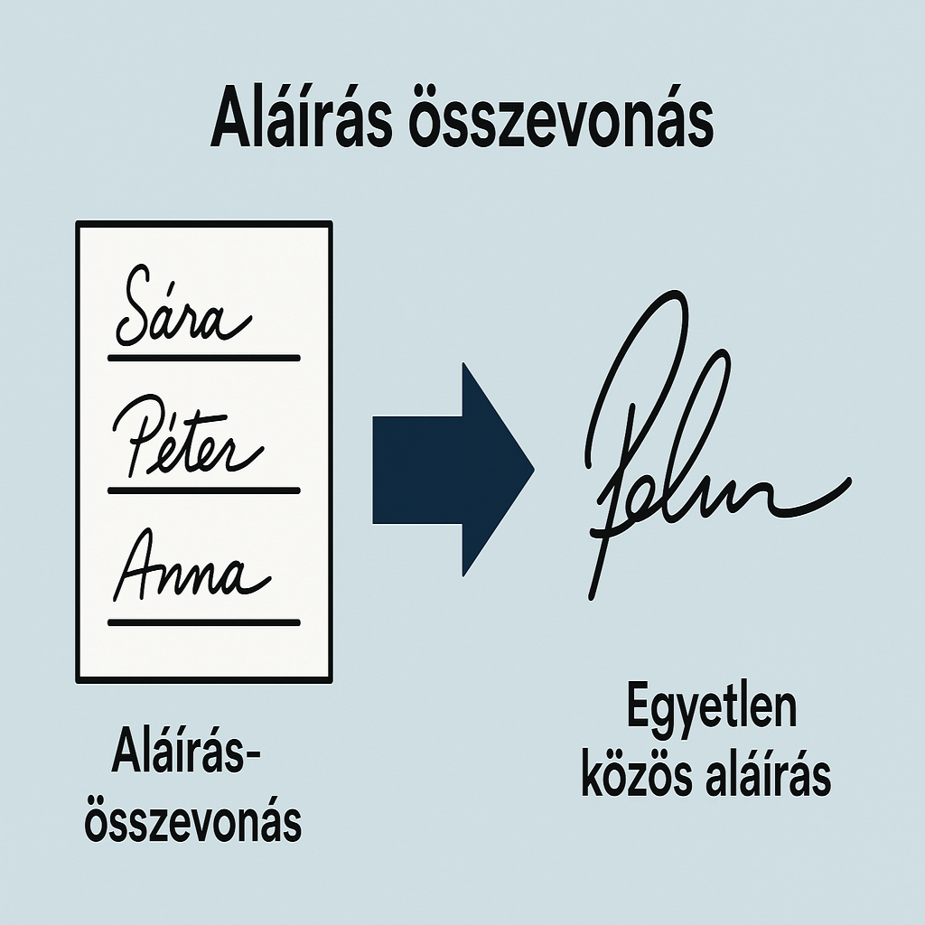 aláírás összevonás gyakorlatban