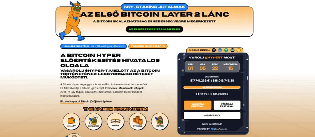 Bitcoin Hyper kripto token előértékesítése