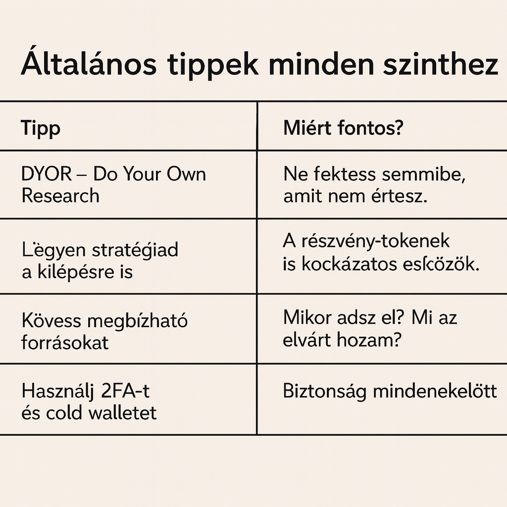 tokenizált részvények befektetési tippek