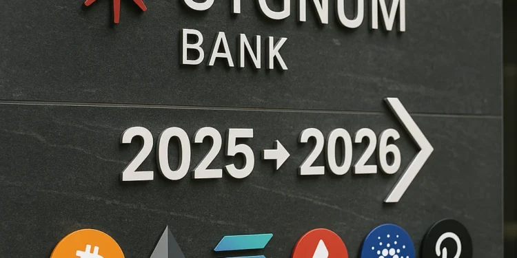 Sygnum Bank bank Bitcoin, Ethereum, Solana, Avalanche, Cardano