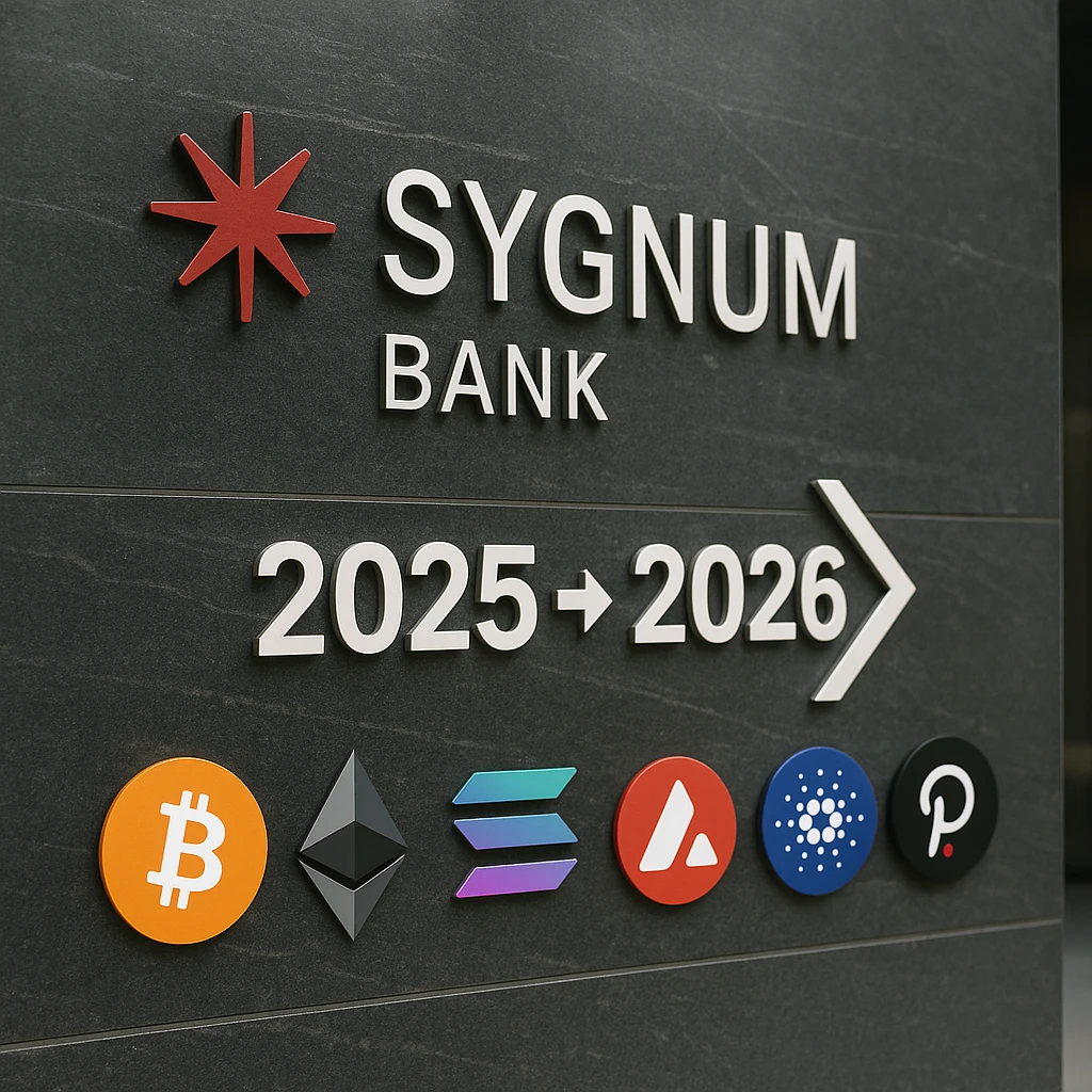 Sygnum Bank bank Bitcoin, Ethereum, Solana, Avalanche, Cardano