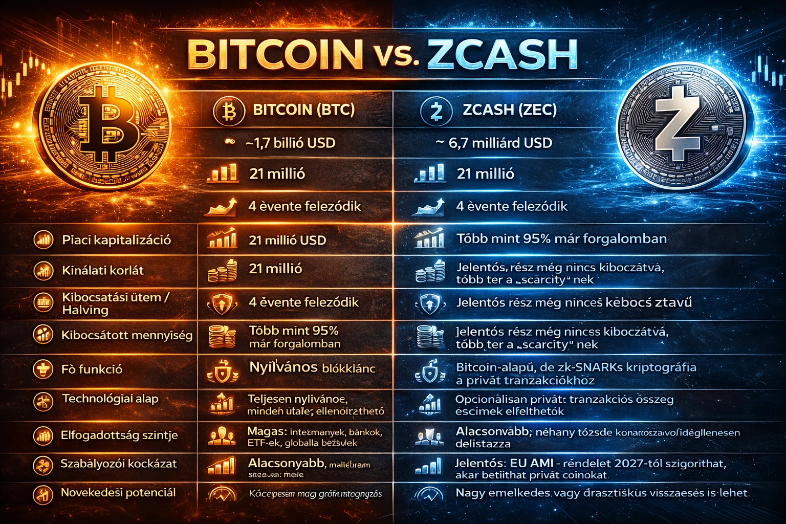 bitcoin Zcash összehasonlítás