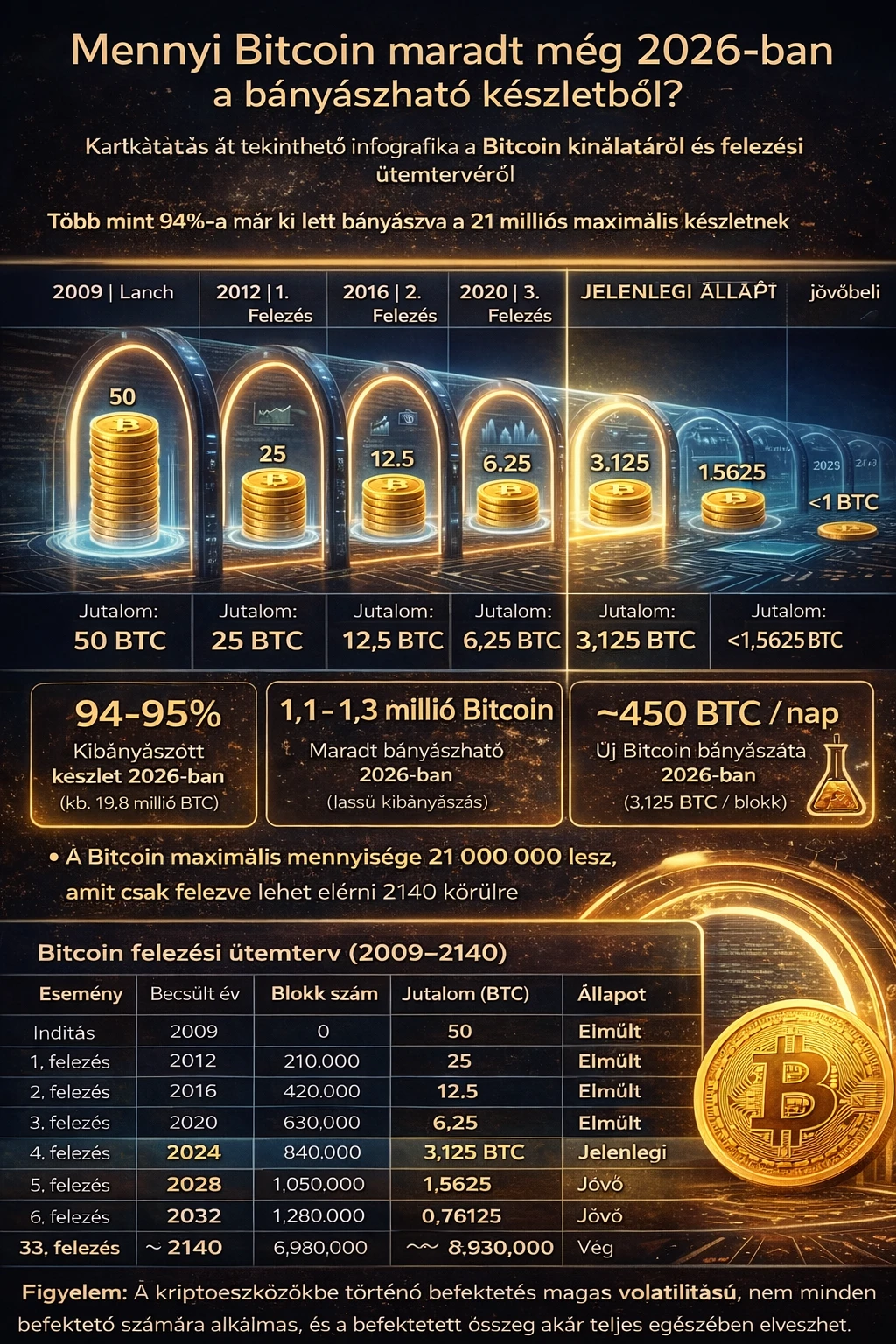 bitcoin bányászat 21 M felezés