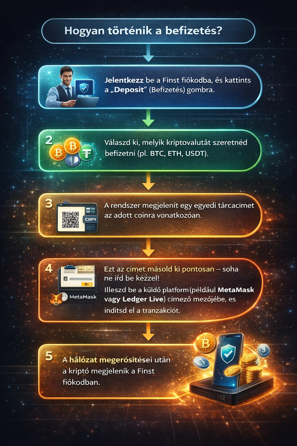 kripto befizetés tárcába