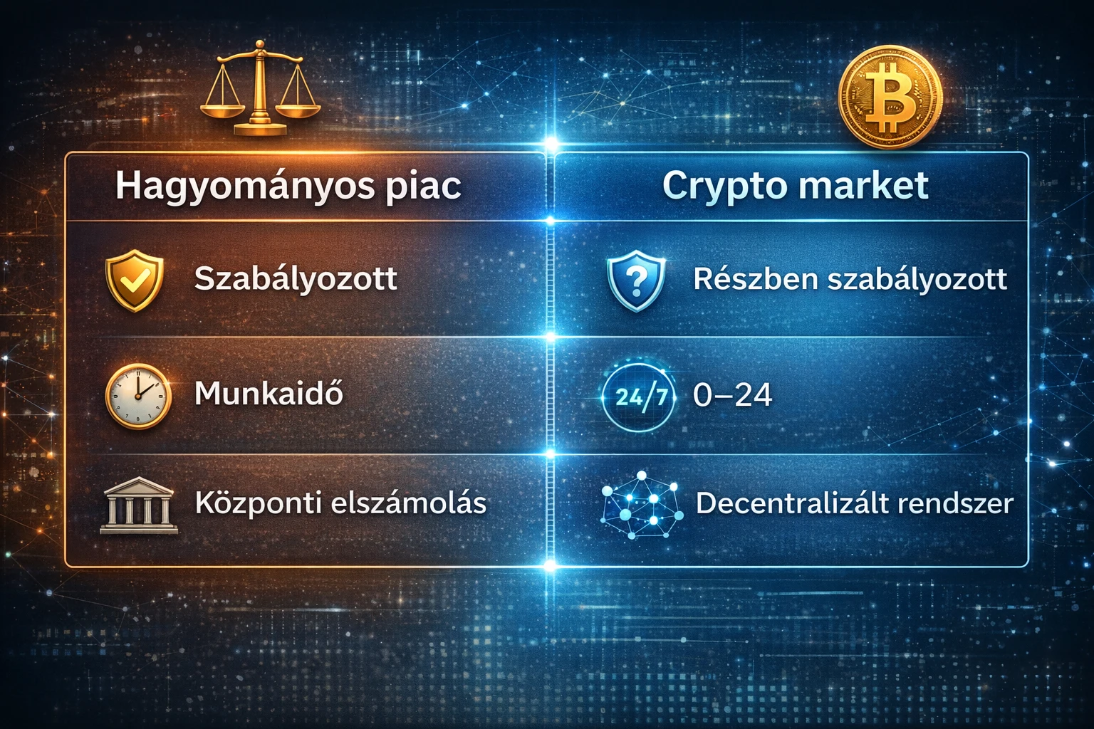 Kriptopiac hagyományos piac különbség
