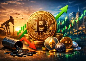 Bitcoin kripto emelkedik olaj esik