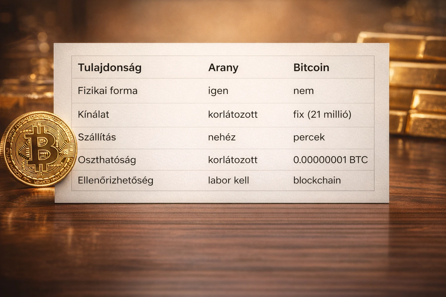 Digitális arany bitcoin fizikai arany összehasonlítás