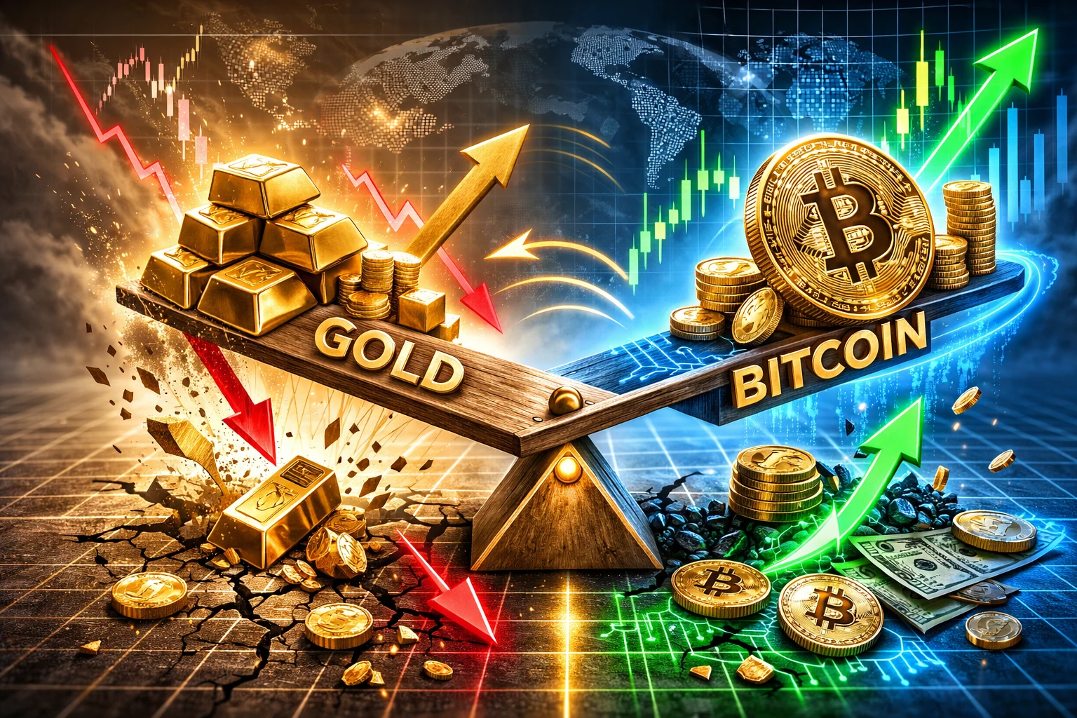 bitcoin arany zuhan emelkedik