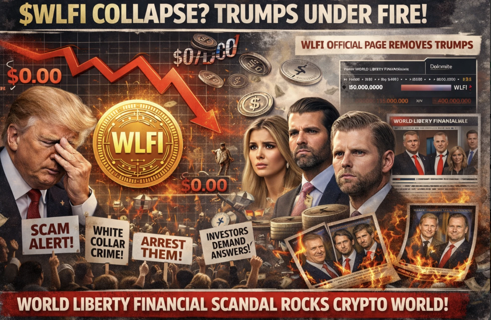 World Liberty Financial összeomás zuhanás WLFI