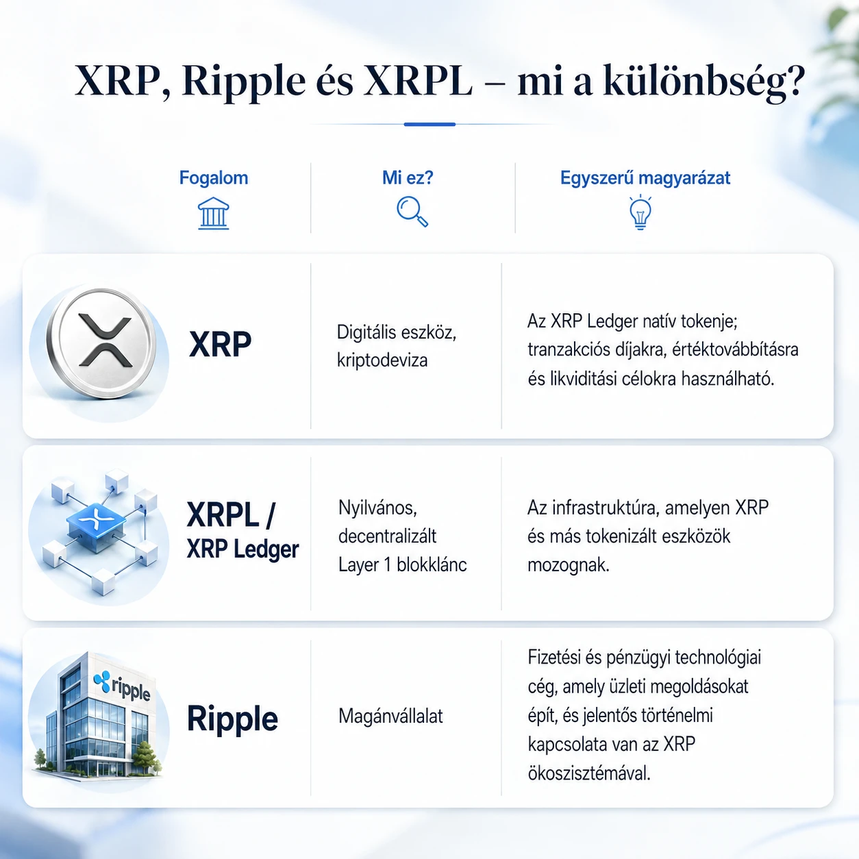 XRP, Ripple és XRPL különbség