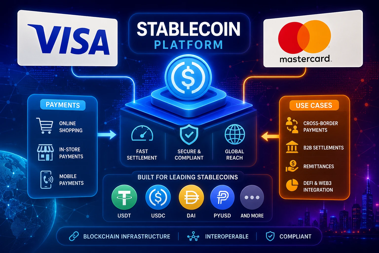 VISA Mastercard stabilcoin platform