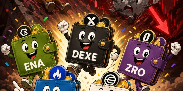 DeXe, DEXE, Ethena, ENA, LayerZero, ZRO, Litentry, LIT, Worldcoin, WLD, Santiment