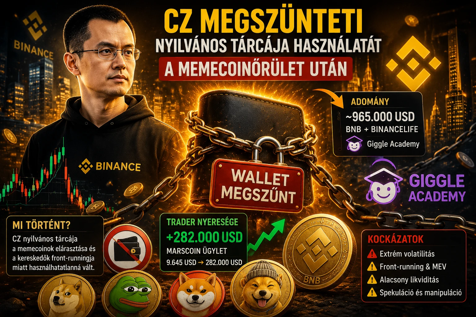 Changpeng Zhao CZ memecoinok Giggleacademy 