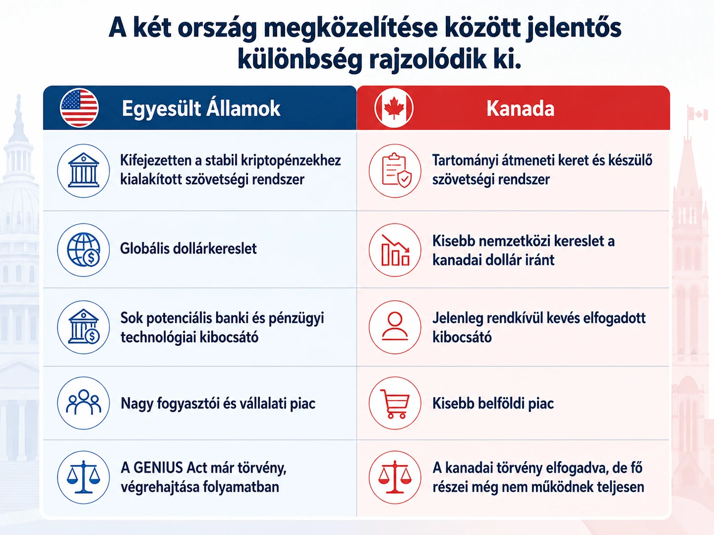 USA Kanada megközelítése között jelentős különbség