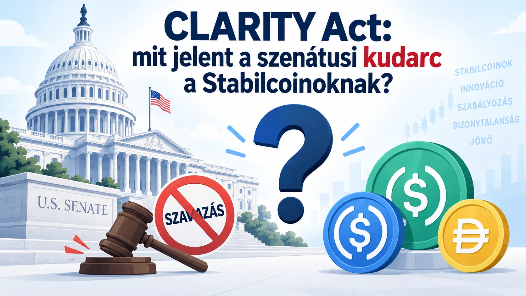 Stabilcoin szenátus CLARITY Act kérdőjel